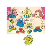 Puzzle din lemn cu butoni - Imbraca-o pe Carolina