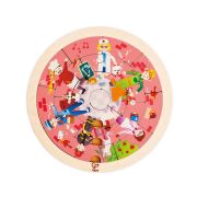 Puzzle din lemn cu doua fete: giratoriu si meserii (19 piese)