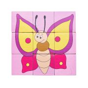 Puzzle din lemn cuburi - Animale colorate
