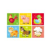 Puzzle din lemn cuburi - Animale de la ferma 3 x 3