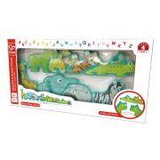 Puzzle din lemn pentru copii cu litere si animale salbatice