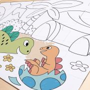 Puzzle din lemn 2 in 1 - Dinozauri (26 piese), cu fata dubla si activitate colorare