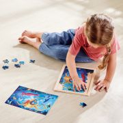 Puzzle din lemn 2 in 1 - Salvarea Oceanului (50 piese), cu fata dubla si activitate colorare