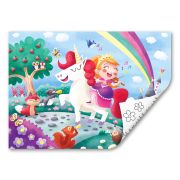 Puzzle din lemn 2 in 1 - Unicorn (26 piese), cu fata dubla si activitate colorare
