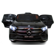 Masinuta electrica cu telecomanda, roti din spuma eva, scaun din piele ecologica, varsta 1-5 ani, mercedes eqa250 - negru edeedieqa250negru