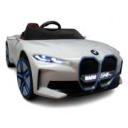Masinuta electrica cu telecomanda, roti din spuma eva, scaun din piele ecologica, varsta 1-5 ani, bmw i4 - alb edeedibmwi4alb