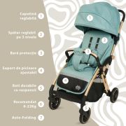 Carucior Sport AppeKids – Upp – Ultracompact, Pliere automata, De la nastere la 22kg - River Green KRTAK274841