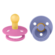 Bibs - set 2 suzete colour latex, tetina rotunda, 0 luni +-bubblegum/peri bbb110452