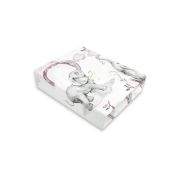 Lenjerie pat junior cu 3 piese, Qmini, Cu cearceaf 160x80 cm, Din bumbac certificat Oeko Tex Standard 100, Cu paturica si pernuta, Elephants on Rainbow Pink BYN6426972025140