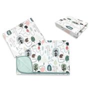 Lenjerie pat junior cu 3 piese, Qmini, Cu cearceaf 160x80 cm, Din bumbac certificat Oeko Tex Standard 100, Cu paturica si pernuta, Hedgehog BYN6426972025126