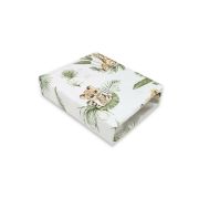 Lenjerie pat junior cu 3 piese, Qmini, Cu cearceaf 160x80 cm, Din bumbac certificat Oeko Tex Standard 100, Cu paturica si pernuta, Safari BYN6426972025133
