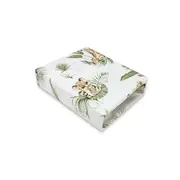 Lenjerie pat junior cu 3 piese, Qmini, Cu cearceaf 160x80 cm, Din bumbac certificat Oeko Tex Standard 100, Cu paturica si pernuta, Safari BYN6426972025133