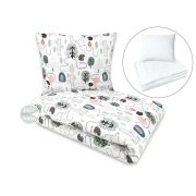 Lenjerie pat junior cu 4 piese, Qmini, Din bumbac certificat Oeko Tex Standard 100, 160 x 100 cm, Hedgehog BYN6426972025096