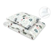 Lenjerie pat junior cu 4 piese, Qmini, Din bumbac certificat Oeko Tex Standard 100, 160 x 100 cm, Hedgehog BYN6426972025096