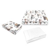 Lenjerie patut cu 3 piese, MimiNu, Cu cearceaf 120x60 cm, Din bumbac certificat Oeko Tex Standard 100, Cu pilota si husa pilota, 135x100 cm, Design, Cars Grey BYN6426972025003