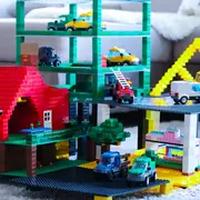 Jucarie Stax - Set constructie cu lumini si sunete - Masina de pompieri (varianta mare)