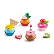Jucarie din lemn - Prajituri cupcake (18 piese)