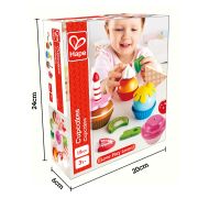 Jucarie din lemn - Prajituri cupcake (18 piese)