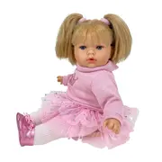 Papusa Nines D'Onil, Tita, cu parul blond, cu fusta plumeti roz, cu miros de vanilie, 45 cm