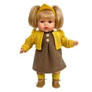 Papusa Nines D'Onil, Tita, cu parul blond, cu haine de toamna, cu miros de vanilie, 45 cm