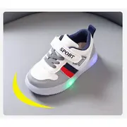 Adidasi albi cu gri, rosu si bleumarine cu luminite (marime disponibila: marimea 23) md1012-2-c.marimea 23