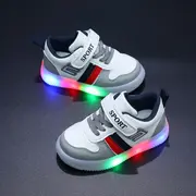 Adidasi albi cu gri, rosu si bleumarine cu luminite (marime disponibila: marimea 23) md1012-2-c.marimea 23