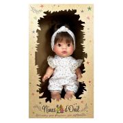 Papusa Nines D'Onil, Joy, cu parul saten, cu bentita alba, cu miros de vanilie, 37 cm