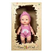 Papusa Nines D'Onil, Joy, fara par, cu bentita roz, cu miros de vanilie, 37 cm