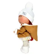 Papusa Nines D'Onil, Mia, cu parul rosu, cu fes alb, cu articulatii, cu miros de vanilie, 30 cm