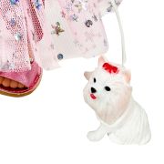 Papusa Nines D'Onil, Mia Cotton, cu parul albastru, cu catel, cu articulatii, cu miros de vanilie, 30 cm
