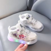 Adidasi albi cu argintiu cu luminite - Hearts MD809-1-c