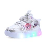 Adidasi albi cu argintiu cu luminite - Hearts MD809-1-c