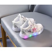 Adidasi albi cu argintiu cu luminite - Hearts MD809-1-c
