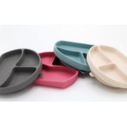 Farfurie din silicon cu 3 compartimente pentru auto-diversificare BabyJem (Culoare: Maro) JEMbj_7156