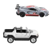 HOT WHEELS SET 2 MASINUTE METALICE PULL BACK GMC HUMMER EV SI CORVETTE C8R 1:43 VIVMTHPR91_HPR94
