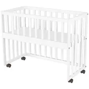 Patut copii din lemn co-sleeper hubners matei 94x46 cm alb hubpcshmal