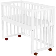 Patut copii din lemn co-sleeper hubners matei 94x46 cm alb hubpcshmal