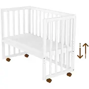 Patut copii din lemn co-sleeper hubners matei 94x46 cm alb hubpcshmal