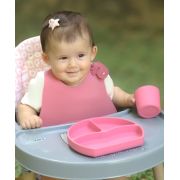 Set diversificare 4 piese din silicon BabyJem: bavetica, farfurie, lingurita si pahar (Culoare: Latte) JEMbj_7286
