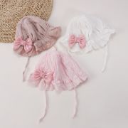 Boneta din finet cu fundita din organza MBJ0047-be1