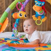 Covoras educational, Playgro, Pentru copii, Interactiv, Multifunctional, Pentru activitati fizice, Cu elemente detasabile, 0 luni+, Clip Clop Musical Activity Gym BYN186991