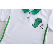 Costumas pentru baietei cu tricou alb tip polo - Dino MBXBR06-R1