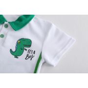 Costumas pentru baietei cu tricou alb tip polo - Dino MBXBR06-R1