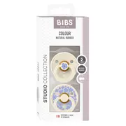 Bibs - set 2 suzete colour studio collection flower latex, tetina rotunda, 6 luni+-ivory bbb12017101