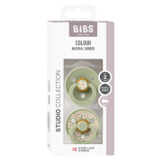 Bibs - set 2 suzete colour studio collection flower latex, tetina rotunda, 6 luni+-sage bbb12017104