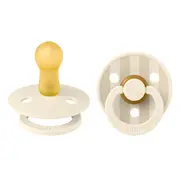 Bibs - set 2 suzete colour studio collection stripe latex, tetina rotunda, 6 luni+-ivory/vanilla bbb12015104