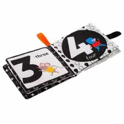 Carticica senzoriala, Bocioland, Cu 8 pagini in culori contrastante, Fosneste cand este atinsa, Din material moale, 0 luni+, Numbers BYNBL091