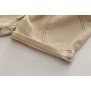 Costumas pentru baietei cu tricou tip polo in dungi bleumarine si ivoire MBXBR30-R1