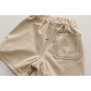 Costumas pentru baietei cu tricou tip polo in dungi bleumarine si ivoire MBXBR30-R1