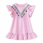 Rochita roz pentru fetite - Ciucurasi colorati MBNew22-de